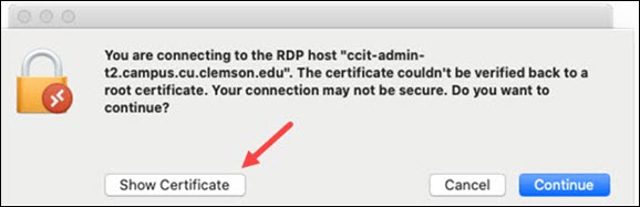 Red arrow to Show Certificate
